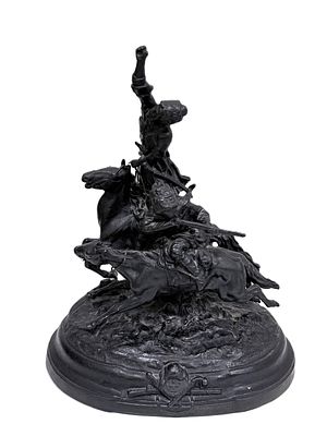 Каслинское литьё. Статуэтка "Джигитовка" Размер 50 х 43 х 25 см. Вес 18 кг.