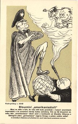 1949 г. Чехословакия Пропаганда рис. Кукрыниксы Гитлер , Геринт , Черчилль, критика плана 