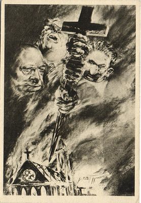 1945 г. Пропаганда Рузвельт, Черчилль, Сталин.