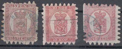 1860-66 гг. Княжество Финляндское. 5 пен., 10 коп., 40 коп.
