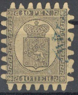 1866 г. Княжество Финляндское 7, 10 пен. Заверка.