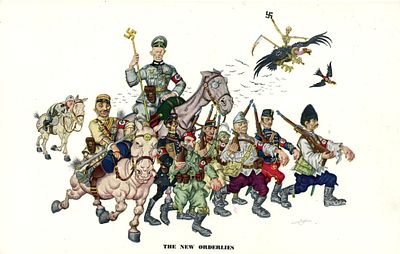 1944 г. Антифашистская пропаганда Политическая Каррикатура , Рисунки Амереканского Художника 