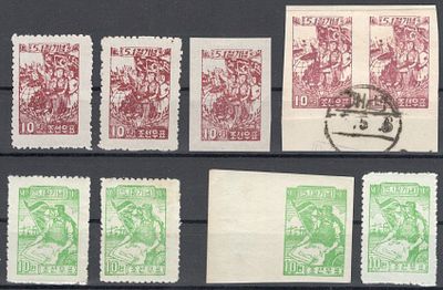 1955 г. КНДР. Mi 90-91 А, В + новодел.