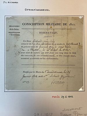 29.01.1812 г. Повестка на мобилизацию в Армию Наполеона.