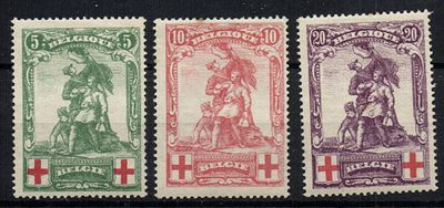1914 г. Бельгия Красный Крест. Mi 104-106. * 75 евро.