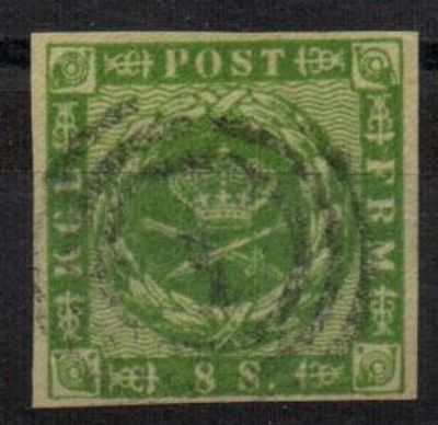 1858 г. Дания. Mi 8, 100 евро.