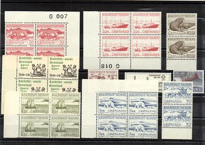Лот марок Гренландия. ** Кв. с КЗ.
