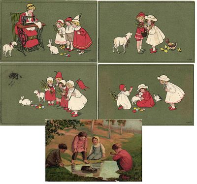 Реклама компании "Зингер" 5 открыток.