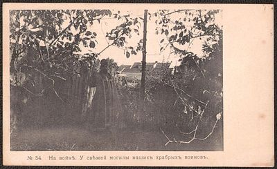 На войне. У свежей могилы наших храбрых воинов.