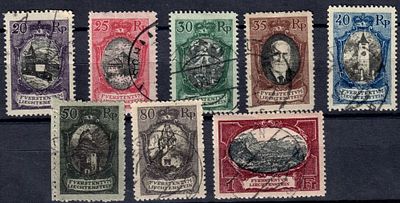 1921 г. Лихтенштейн. Mi 53-60, гаш. €280.