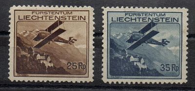 1930 г. Лихтенштейн. Mi 110-11. Авиапочта. , * , 150 евро.