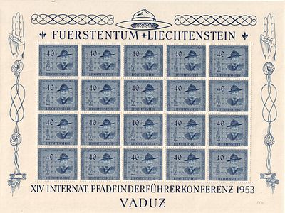 1953 г. Лихтенштейн. Скауты. Mi 315-18, **,€1600.