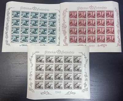 1950 г. Лихтенштейн , каталог Mi № 285-87, 2200 евро. ** ФАУНА.