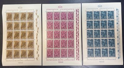 1960 г. Лихтенштейн , каталог Mi № 399-401, 1000 евро. **