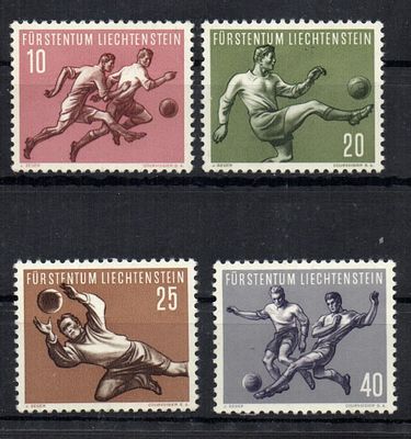 1954 г. Лихтенштейн Футбол Чемпионат мира. , каталог Mi № 322-25, 80 евро. **