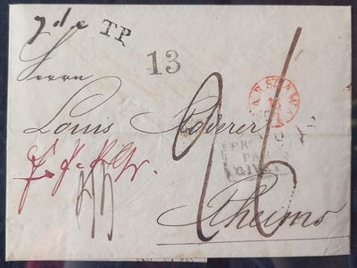 1836 г. Письмо из Варшавы в Реймс через Берлин.