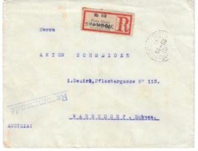 1914 г. Заказное письмо. Р.О.П. и Т. Зак. Наклейка Константинополь исправлен на Стамбул 