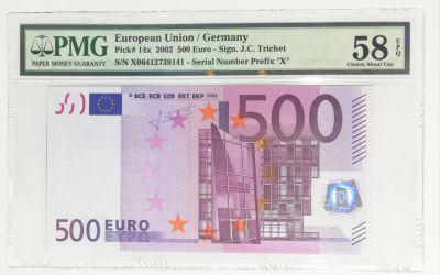 שטר 500 יורו 2002 - השנה הראשונה להנפקתו. פריט אספני.