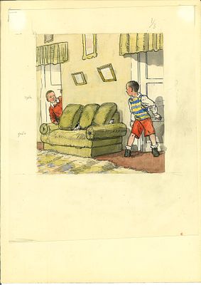Каневский, А. Иллюстрация к книге Н.Н. Носова &laquo;Прятки&raquo;, 1953 г. Бумага, акварель, тушь, перо. 