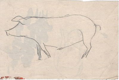 Александр Дейнека. Поросенок. Из серии &laquo;Анималистика&raquo;. 1924 г. Бумага, карандаш. 10,4х15,4 см. 
