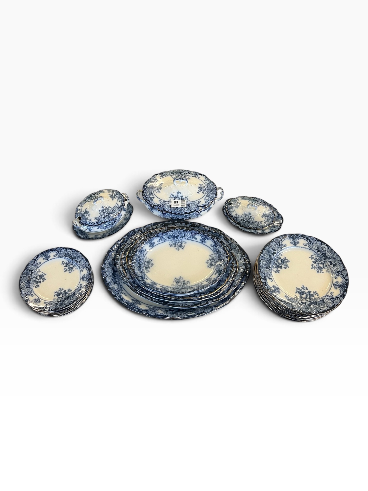 Antique J.H.W. & Sons Hanley 'Belmont' Pattern Flow Blue Part Dinner Service