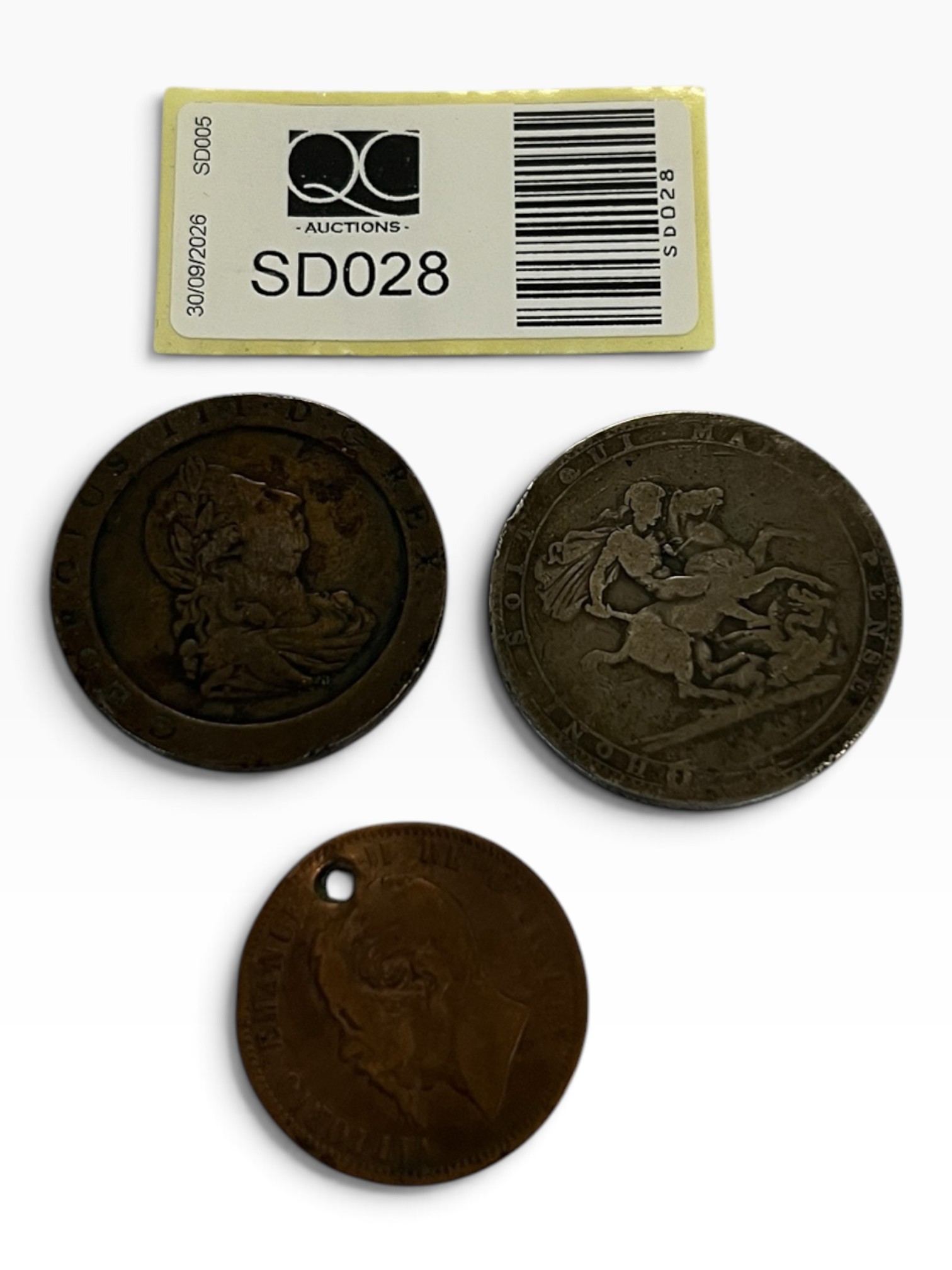 Antique British 1797 'Cartwheel' Copper Coin, George III Silver Crown