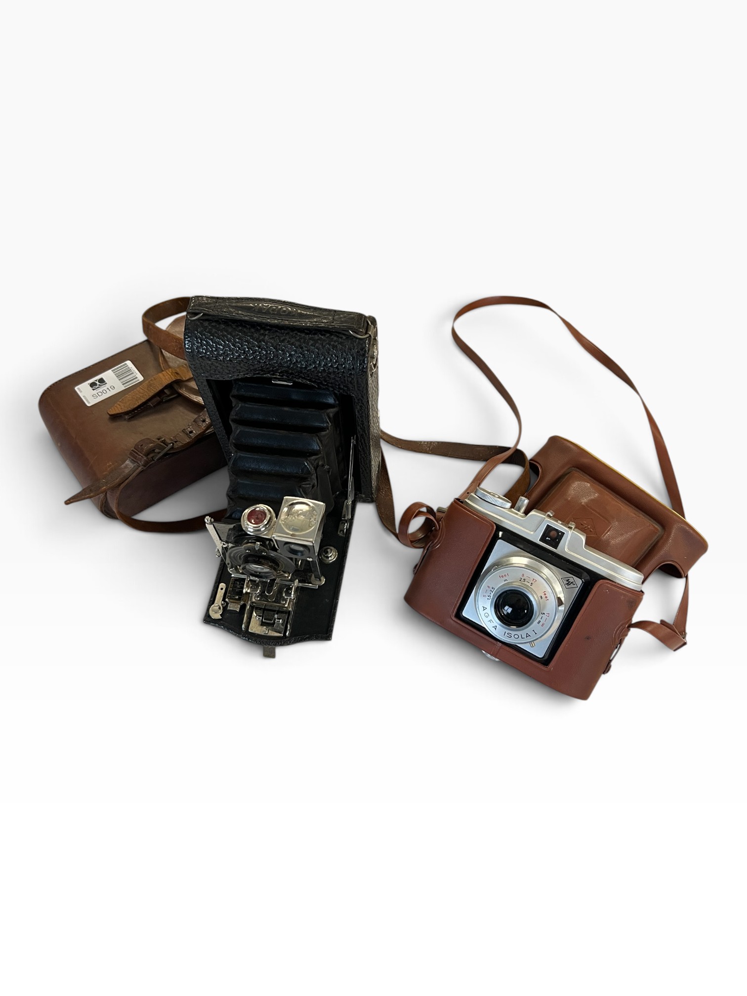 Vintage Kodak No. 3A Folding Pocket Camera & Agfa Isola Camera with Cases