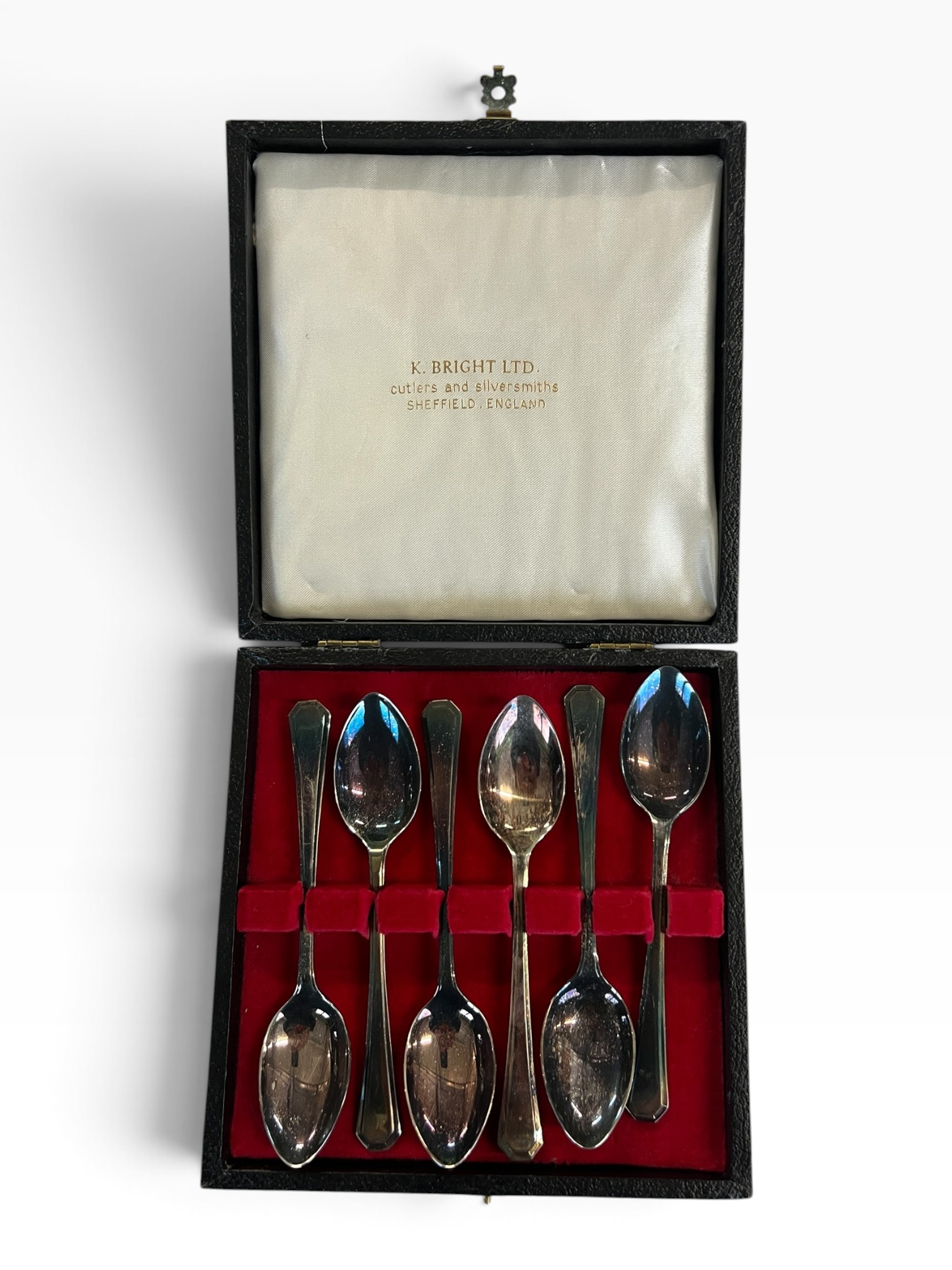 Cased Set of Six K. Bright Ltd Sheffield Silver-Plated Teaspoons
