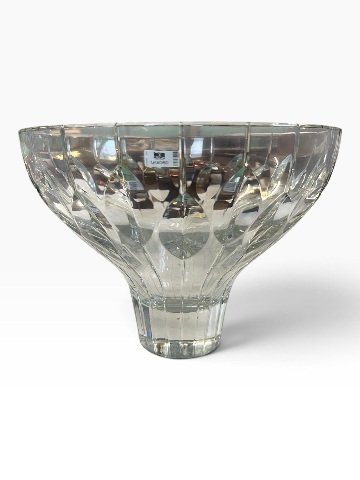 Large Stuart Crystal Shaftesbury Petal-Cut Lead Crystal Compote Bowl