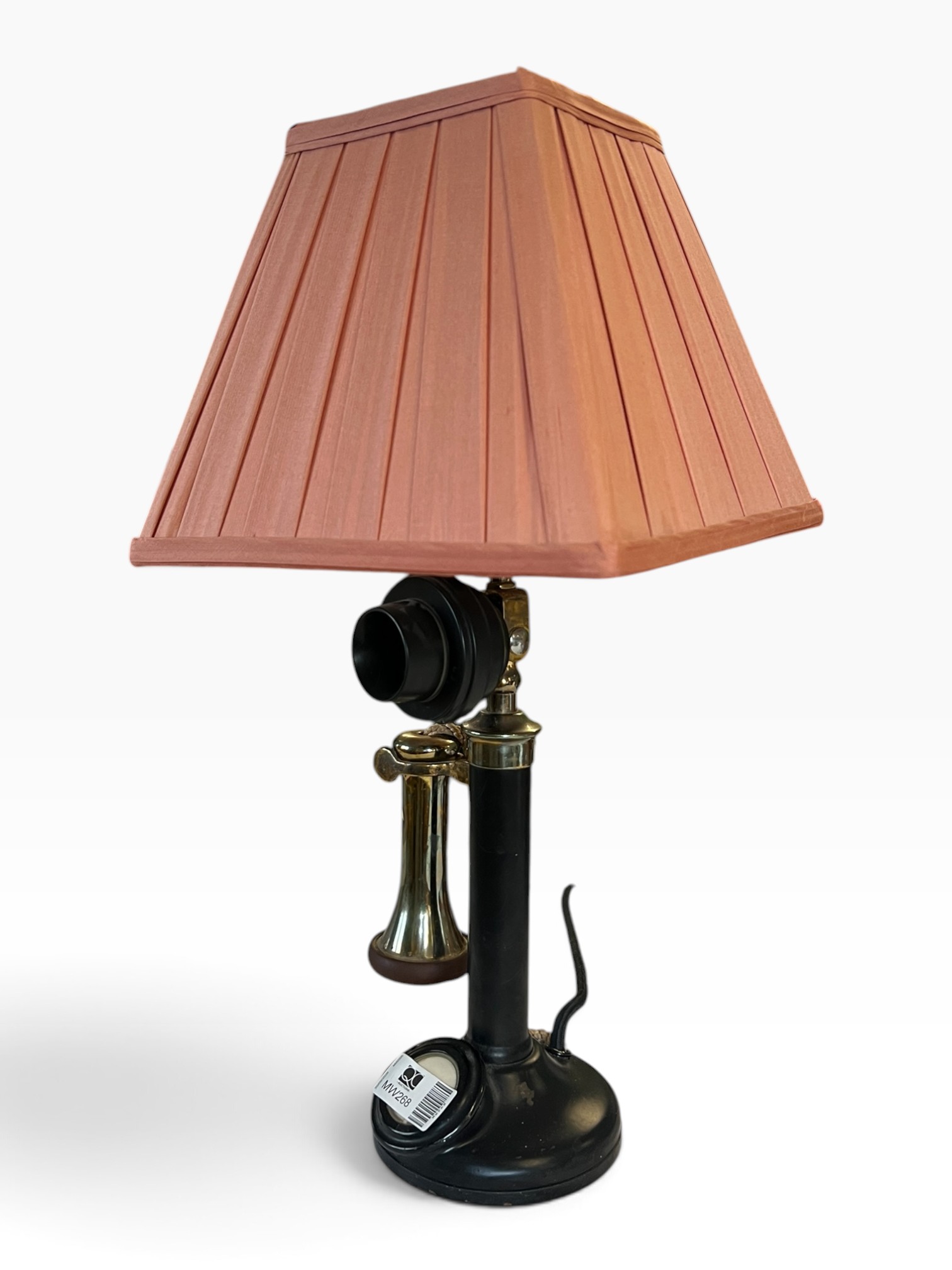 Antique Candlestick Phone Table Lamp Retro Upcycled Telephony Novelty Light