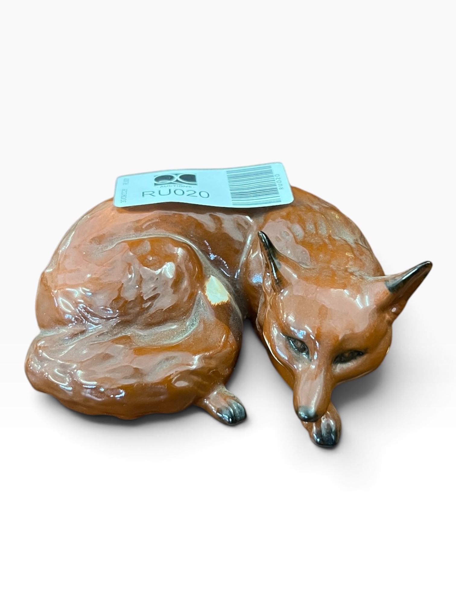 Beswick Pottery Seated Curled Fox No. 1017, Arthur Gredington Design