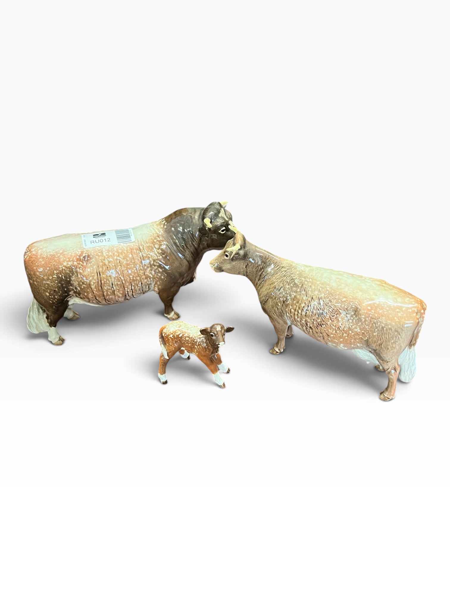 Vintage Beswick Dairy Shorthorn Family Set - Bull 1504, Cow 1510 & Calf 1406C