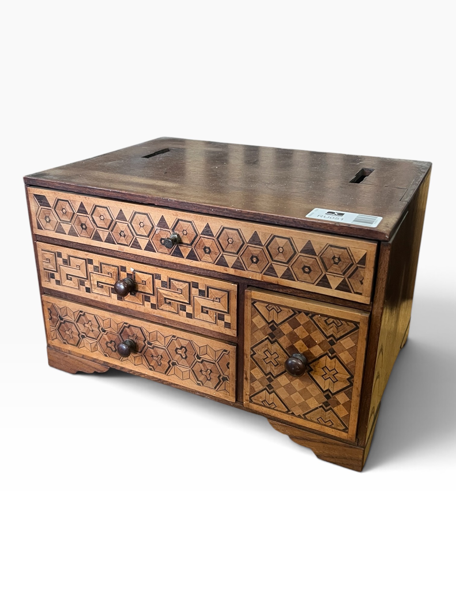 Antique Japanese Yosegi Zaiku Marquetry Jewellery Box - Hakone Puzzle Chest