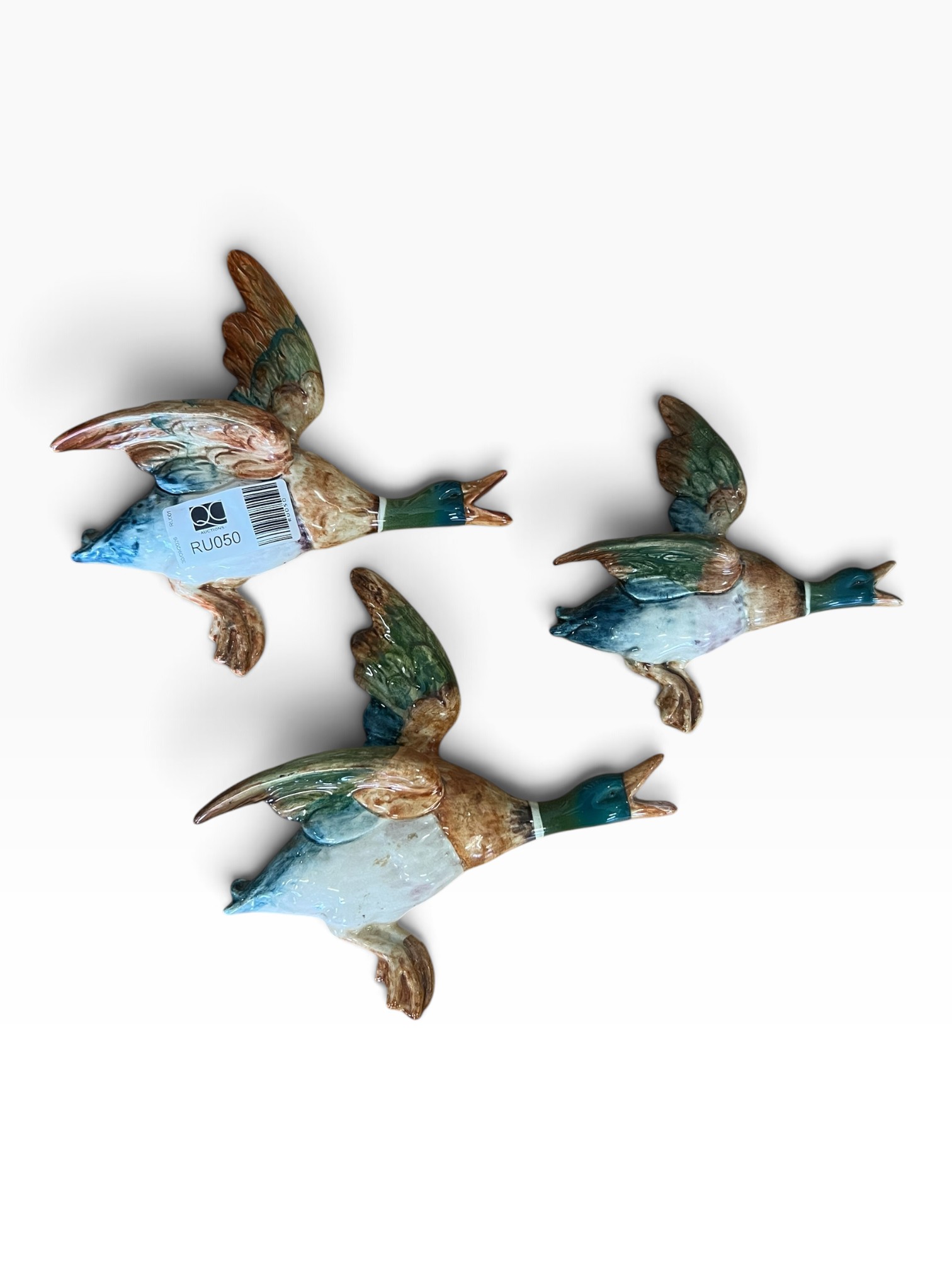 Set of Three Vintage Beswick Flying Mallard Ducks - Ceramic Wall Ornaments 596-3