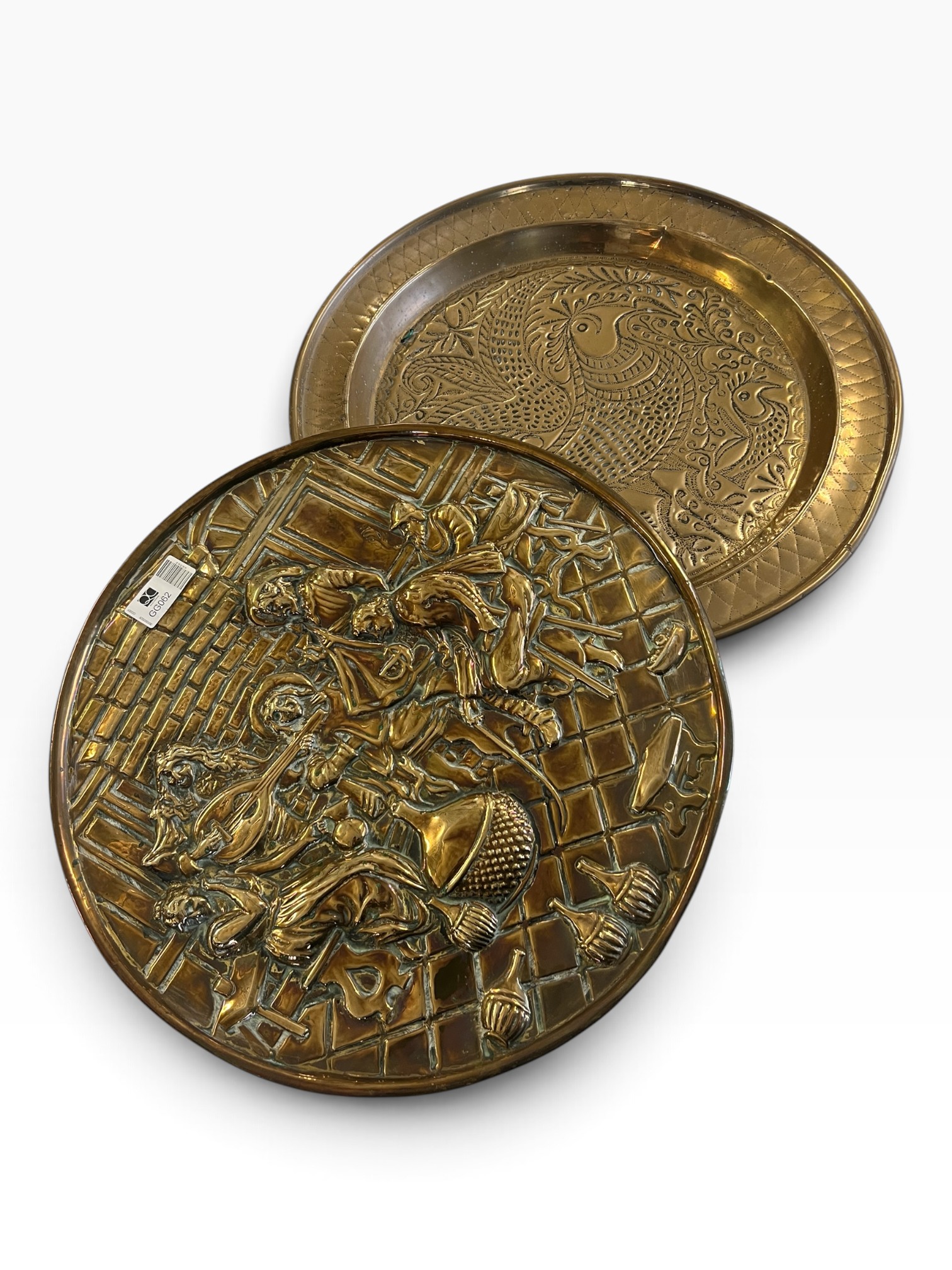 Pair of Vintage Decorative Brass Wall Chargers