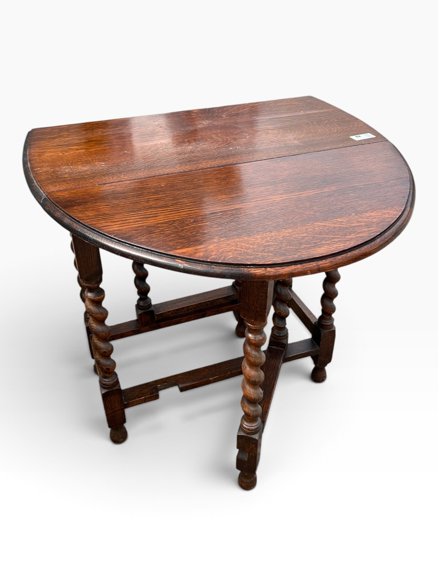 Oak Gateleg Dining Table with Barley Twist Legs Drop-Leaf Occasional Table