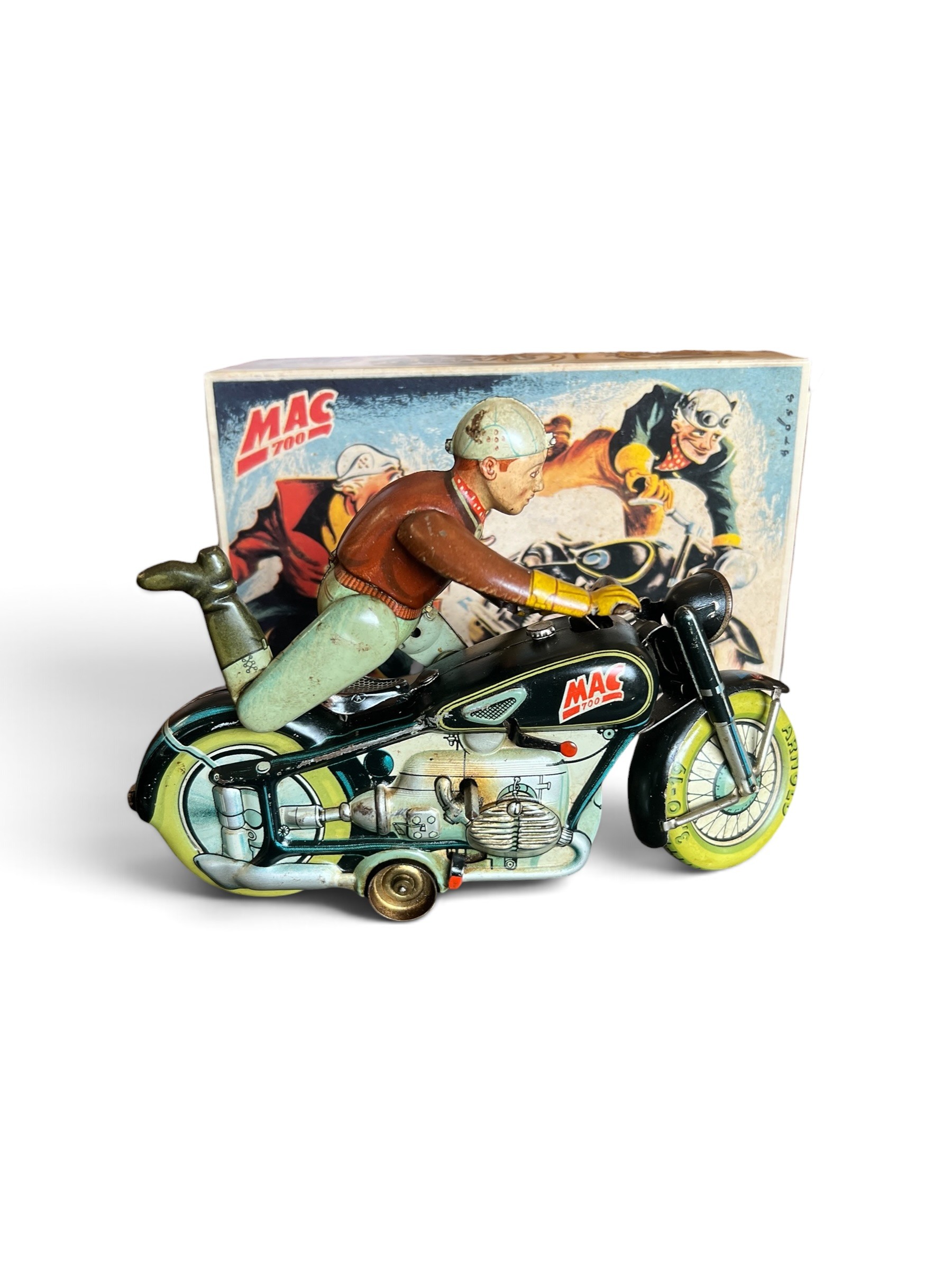 Vintage Arnold Mac 700 Tinplate ClockworkToy Motorcycle