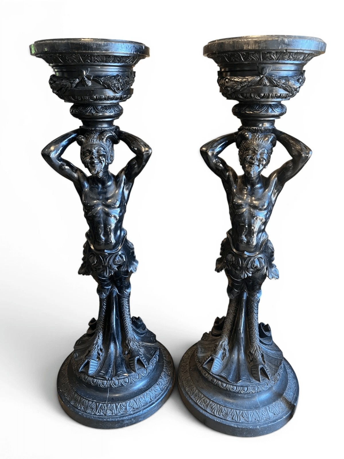 Large Pair of Italian Carved Blackamoor Figure Stands, c.1840–1860