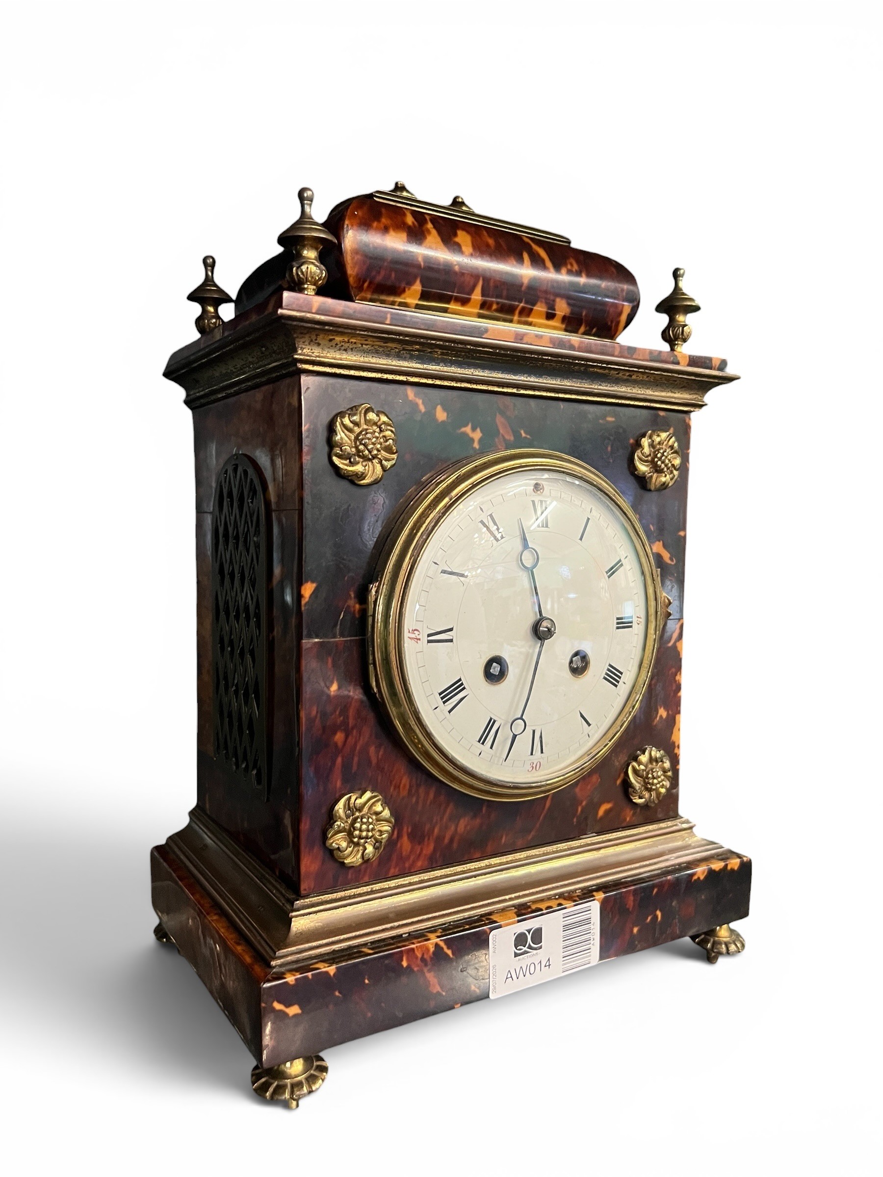Georgian Tortoiseshell-Cased Bracket Clock Striking on the Hour & Half Hour
