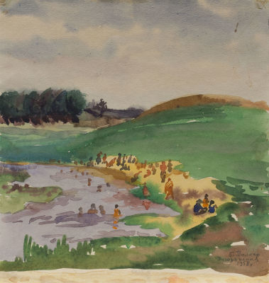 Берта Таллер. Загорянская. 1958. Бумага, акварель, 23 &times; 21,5 см Берта Моисеевна Таллер, до 