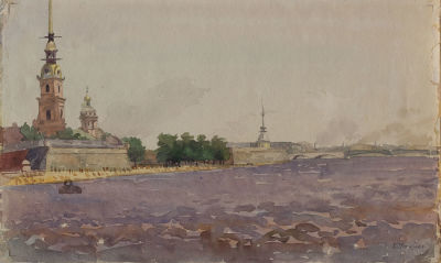 Берта Таллер. Лето в Ленинграде. 1958. Бумага, акварель, 21,5 &times; 36 см Берта Моисеевна Таллер, до 