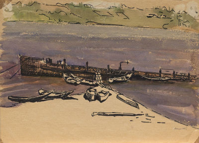 Берта Таллер. На берегу. 1969. Бумага, акварель, тушь, 29 &times; 40,5 см Берта Моисеевна Таллер, до 