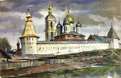 Олег Вишняков. Новоспасский монастырь. 1951. Бумага, темпера, 59 &times; 78 см Олег Николаевич 