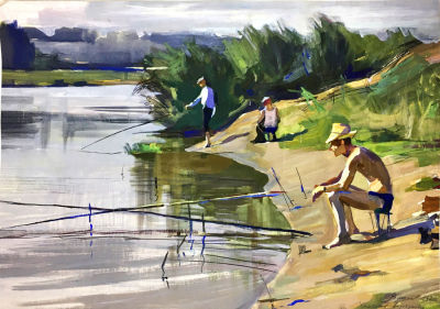 Олег Вишняков. Химкинское водохранилище. 1970. Бумага, темпера, 44 &times; 64 см Олег Николаевич 