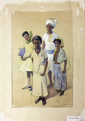 Олег Вишняков. Дети нового Йемена. 1965. Бумага, гуашь, акварель, 51 &times; 35 см (лист наклеен на 