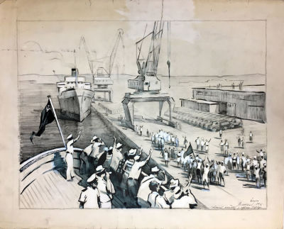 Олег Вишняков. Йемен. Советский теплоход у причала Ходейд (Встреча советского теплохода 