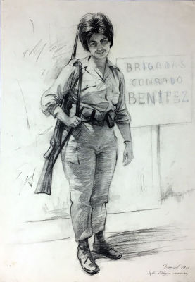 Олег Вишняков. Куба. Девушка милисиан. 1962. Бумага, уголь, 59,5 &times; 39,5 см Олег Николаевич 