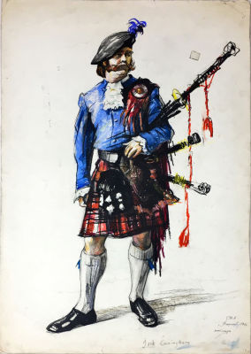 Олег Вишняков. США. Шотландец. Jack Cuningham. 1974. Бумага, смешанная техника, 70 &times; 47 см Олег 