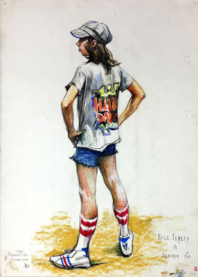 Олег Вишняков. США. Баскетболист. Bill Tepley. Denver Co. 1974. Бумага, смешанная техника, 61 &times; 