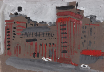 Татьяна Набатова. Дом на набережной. 1990-е. Бумага, гуашь, 20,5 &times; 29,5 см.Татьяна Набатова 